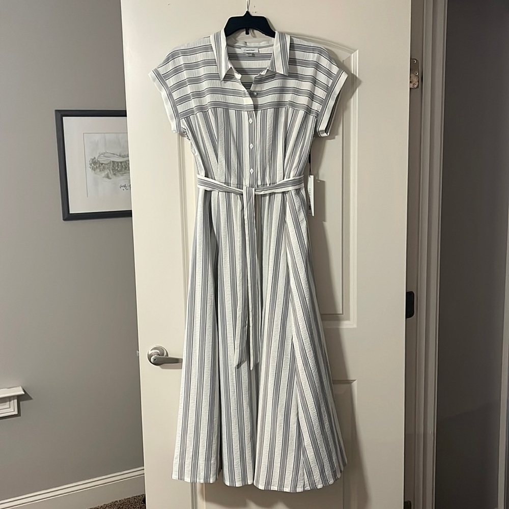 NWT Calvin Klein Striped Dress with Pockets